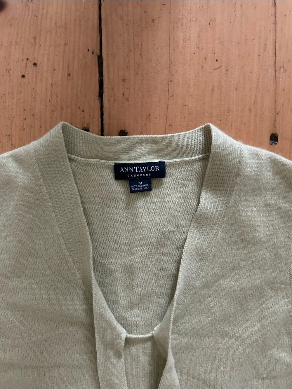 100% Cashmere Ann Taylor Light Sage Tie-Neck Sleeveless Sweater Tank